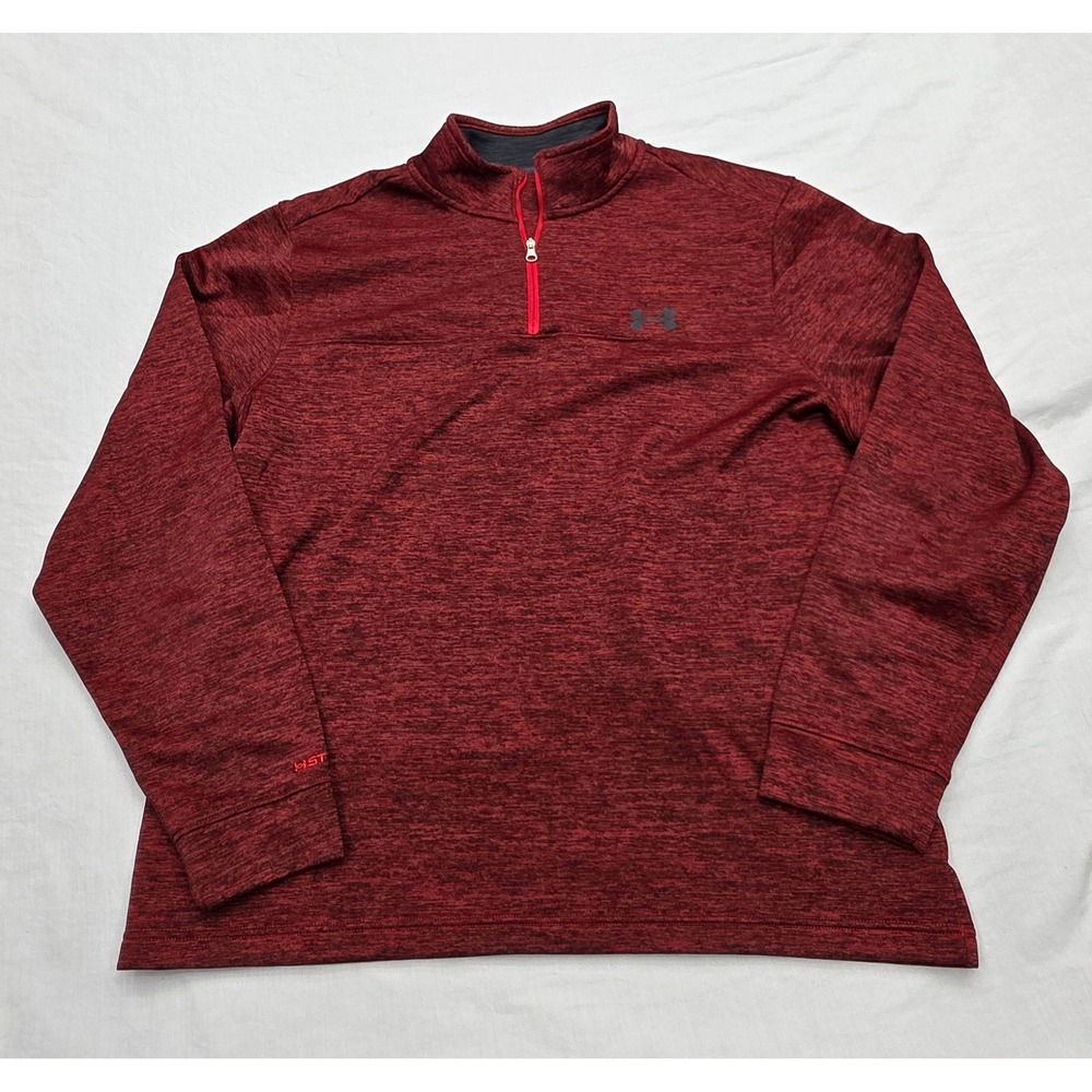Under Armour Storm 1 Mens Large Red Heathered Quarter Zip Pullover Loose Fit